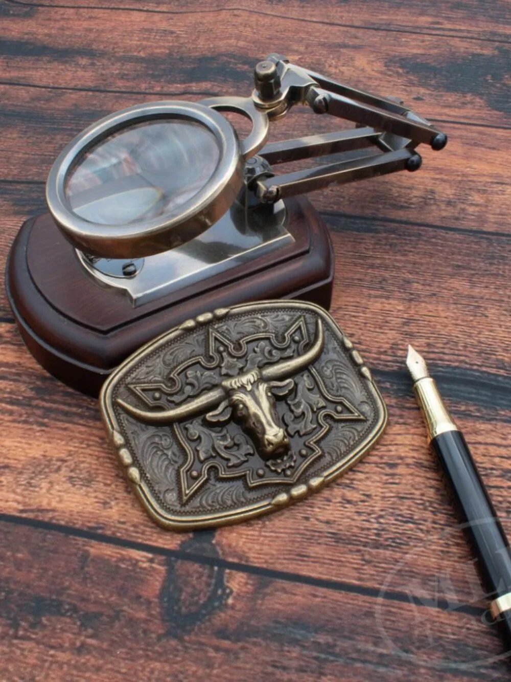Western Longhorn Bull Belt Buckle – Antique Bronze Look – Cowboy Rodeo Style
